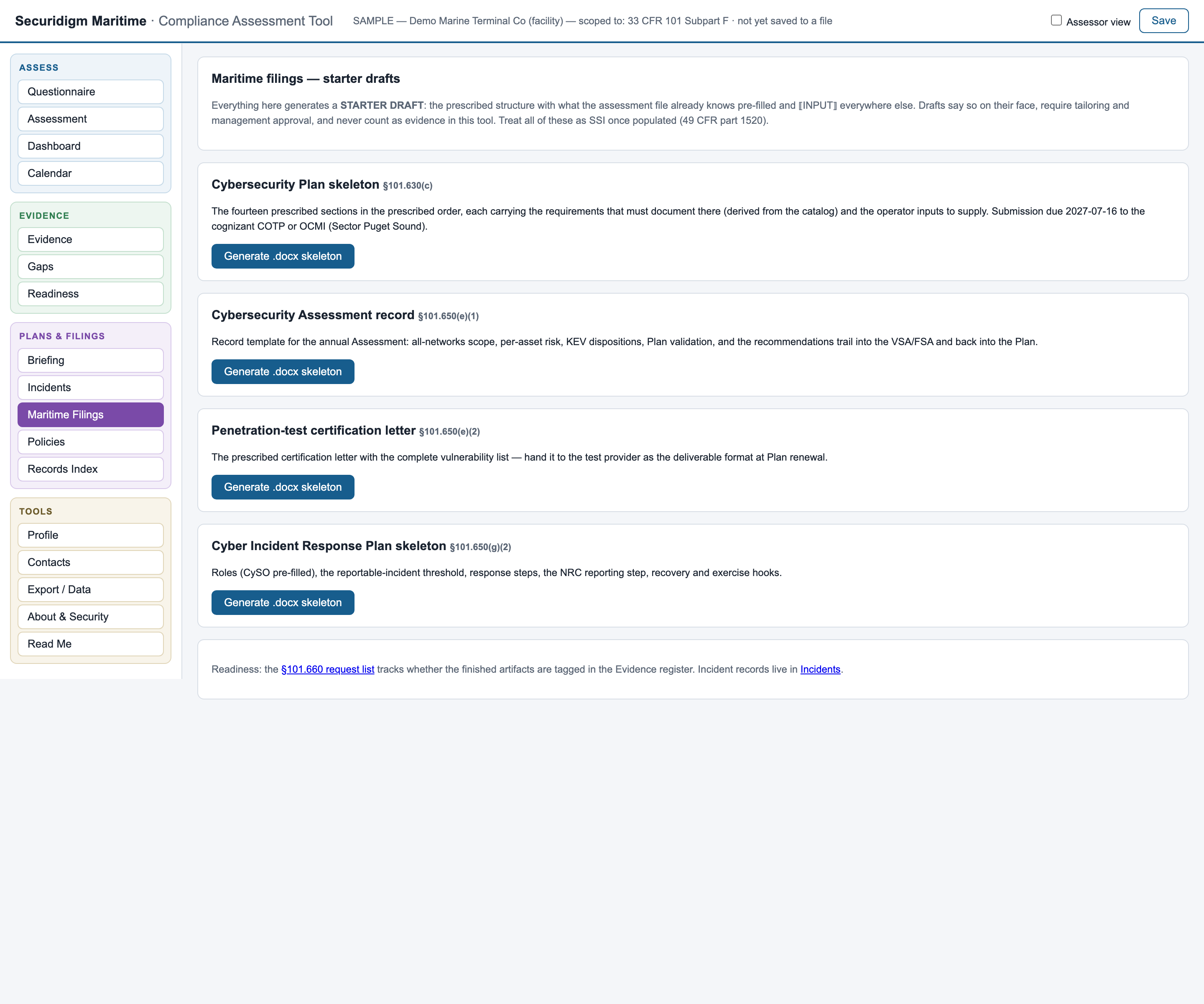 Maritime filings view